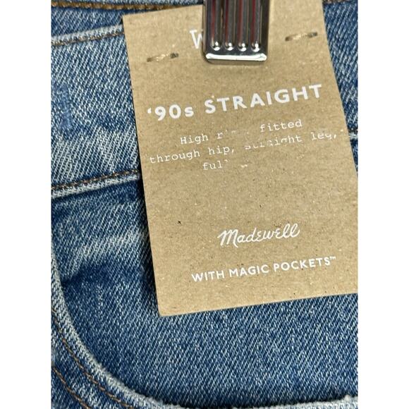 NWT Madewell The 90s Straight Jean 25 Shimmery Clear Rhinestones Enmore Wash - Picture 11 of 16